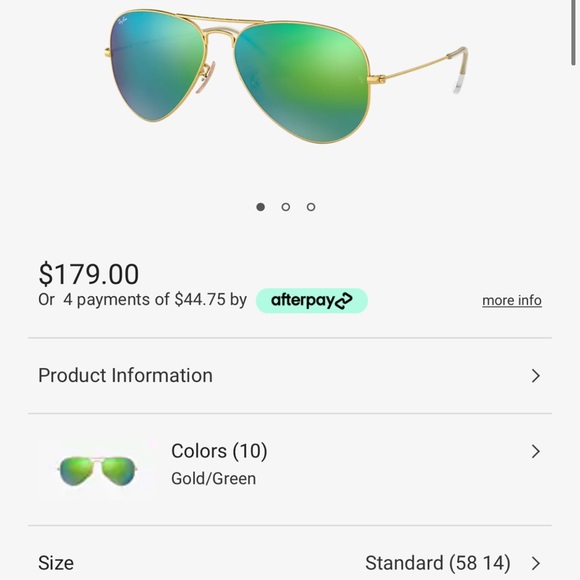 Ray-Ban Aviator Gold/Green - Picture 2 of 5